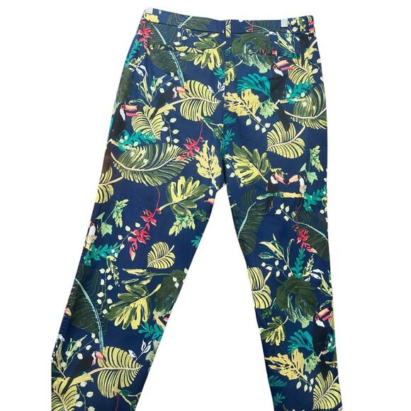 Chino Ankle Hawaiian Toucan Pants Womens Blue Cotton Blend Cuff Ladies. SZ-2.5 - Picture 4 of 7